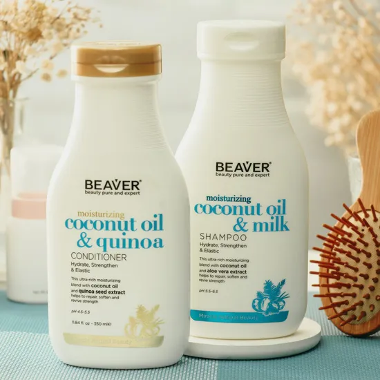 Beaver Wholesale 350ml/730ml Deep Moisturizing Coconut Oil Hair Shampoo and Conditioner 