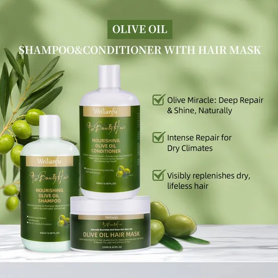 Olive Shampoo and Conditioner Set Deep Cleansing Hair Care for Healthy Scalp Gentle Formula to Remove Excess Oil and Dirt Prevent Follicle Clogging 