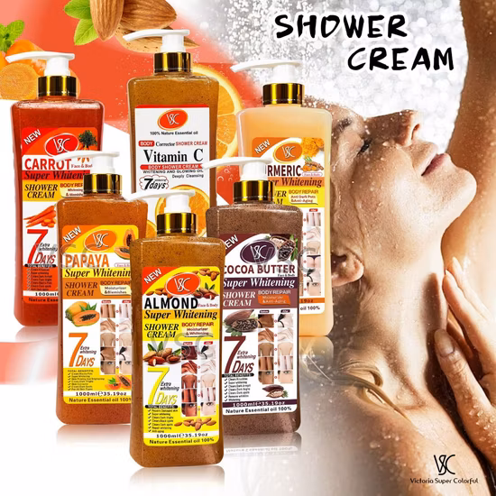 Shower Gel Vitamin C Turmeric Fruits Body Wash Whitening Moisturizing Exfoliating Scrub 